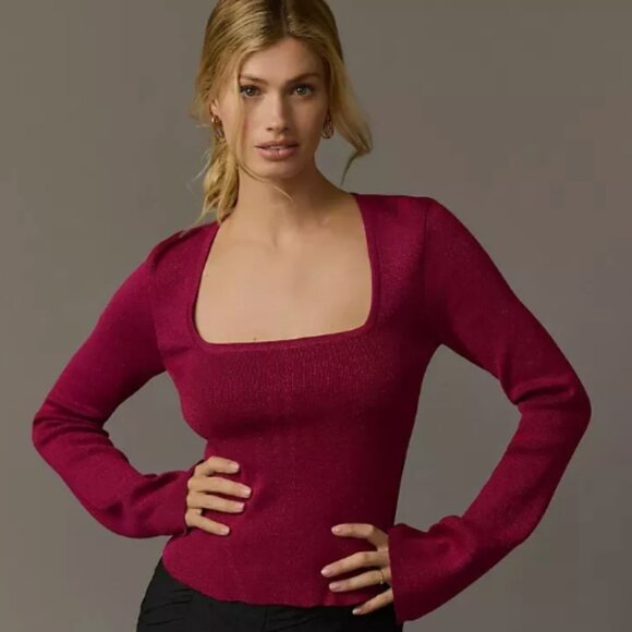 Brand New Maeve Square-Neck Bell-Sleeve Sweater - Picture 5 of 11